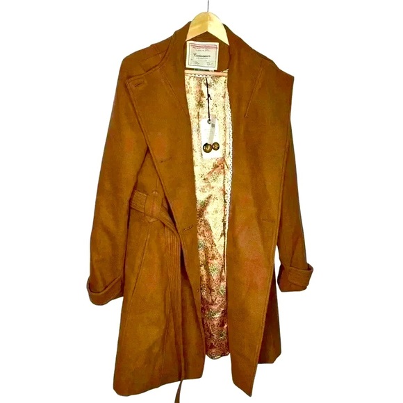 Anthropologie Cartonnier Women’s Shania Toasted Toffee Belted Trench Coat - Picture 2 of 8